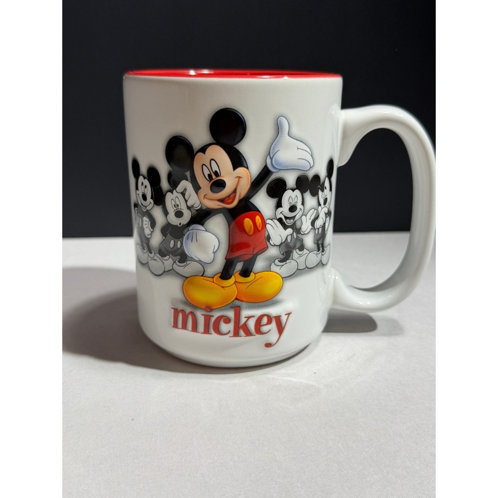 Disney Parks Mickey Mouse Walt Disney World Coffee Mug Red Interior Ceramic Cup